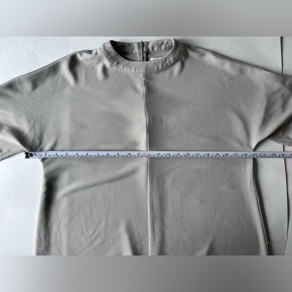 Oak + Fort belt wrap midi beige neutral round neck midi dress - Picture 5 of 12